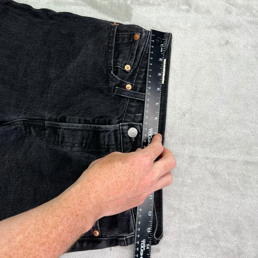 Levi's Premium‎ Wedgie Bootcut Jeans Mens 26 Black Solid Denim Button Fly Flare